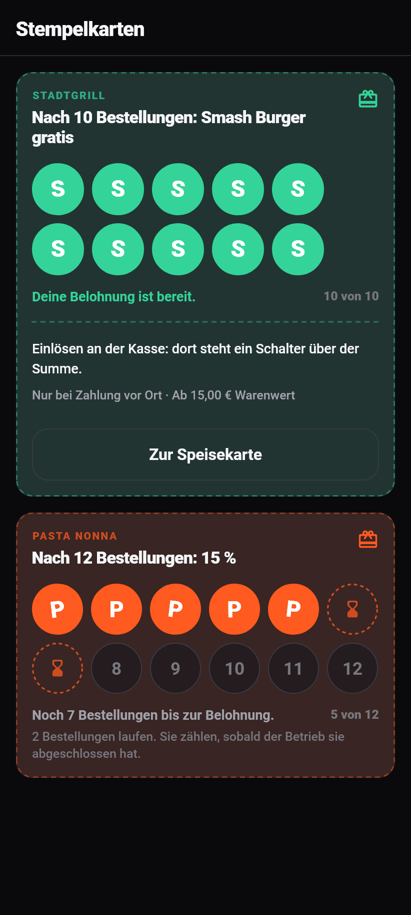 Stempelkarten in der Flavoso-App