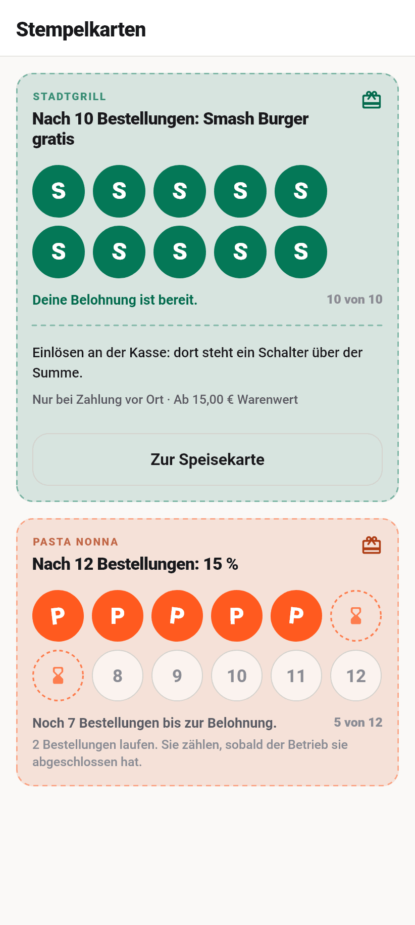 Stempelkarten in der Flavoso-App