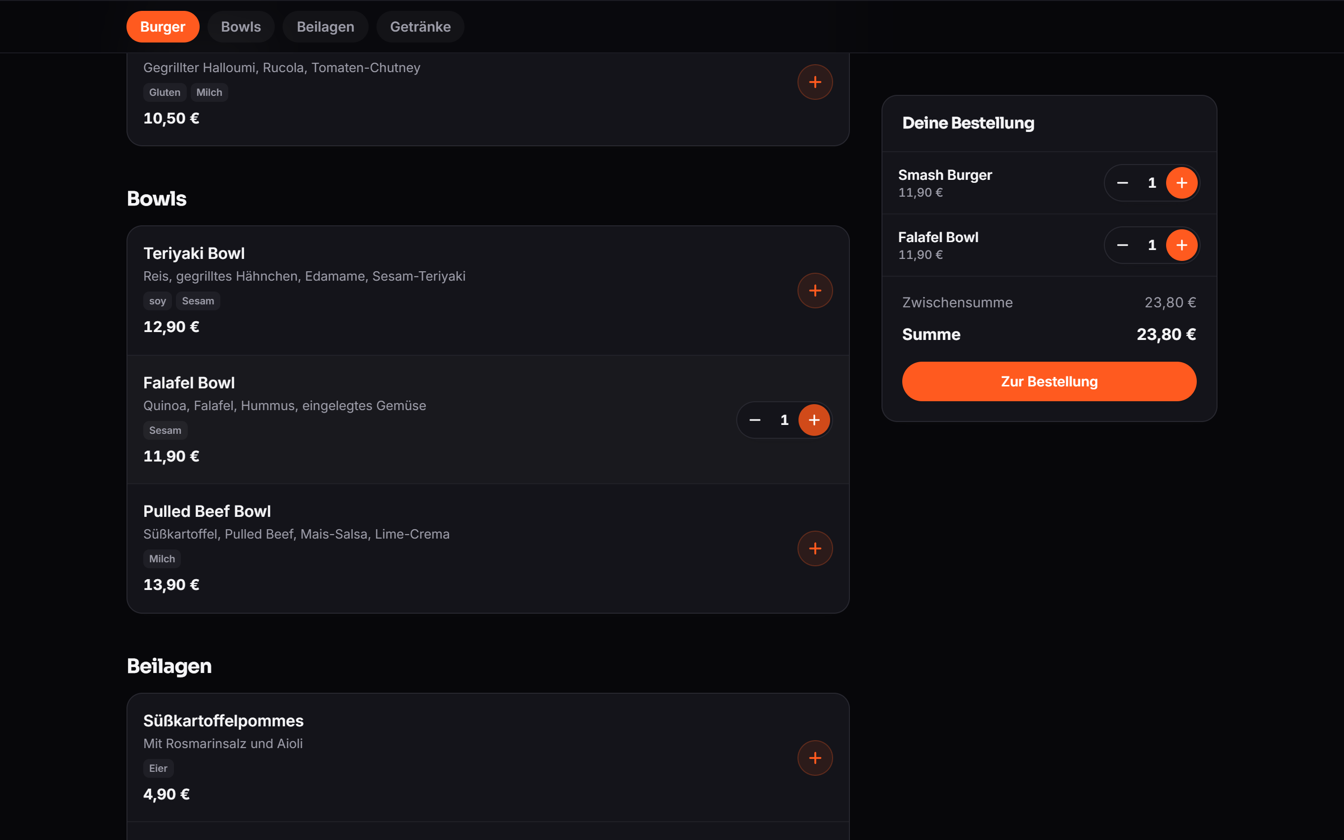 La vraie page de commande Flavoso sur ordinateur