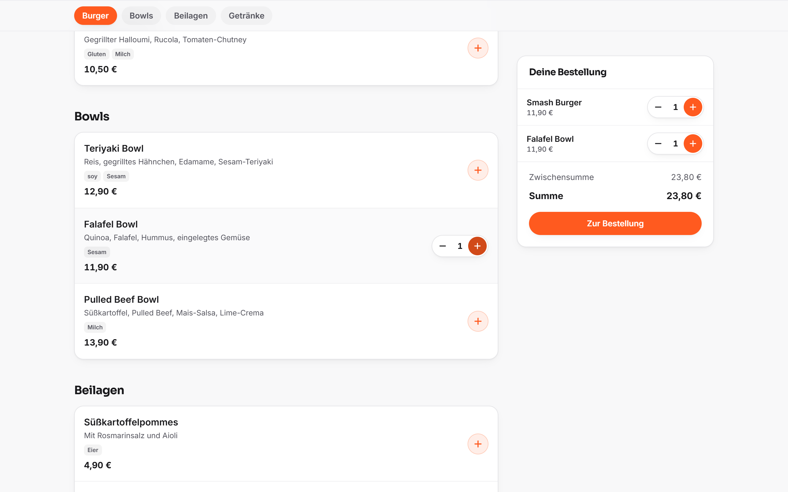 La vraie page de commande Flavoso sur ordinateur